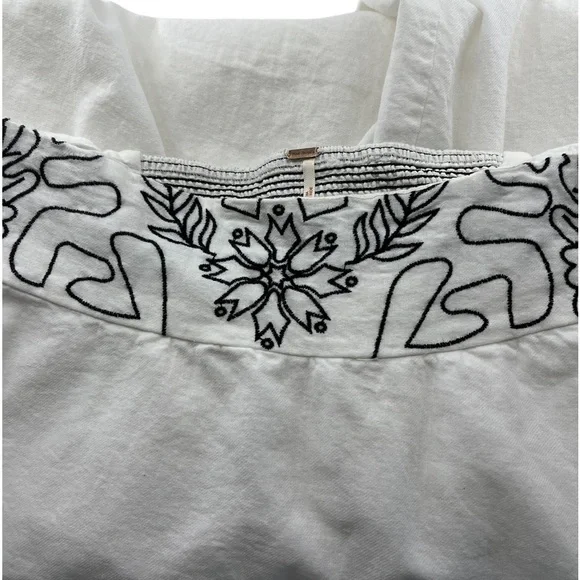 Free People Lotus White and Black Embroidered Long Skirt,Large - Picture 8 of 10